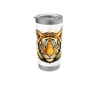 Camiseta de tigre Spirit Cute Tiger Face Wild Animal Colorido 80s Vaso térmico de acero inoxidable de doble pared