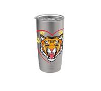 Camiseta de tigre Spirit Cute Tiger Face Wild Animal Colorido 80s Vaso térmico de acero inoxidable de doble pared