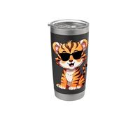 Camiseta de tigre Spirit Tiger Cub Face Wild Animal Colorido 80s Vaso térmico de acero inoxidable de doble pared