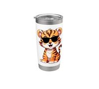 Camiseta de tigre Spirit Tiger Cub Face Wild Animal Colorido 80s Vaso térmico de acero inoxidable de doble pared