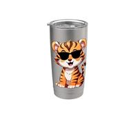 Camiseta de tigre Spirit Tiger Cub Face Wild Animal Colorido 80s Vaso térmico de acero inoxidable de doble pared