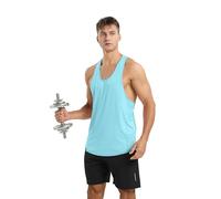 Camiseta de Tirante Hombre Vida Cotidiana sin Mangas Fashion Entrenamiento Gimnasio Running Tanspirable Secado rapido Deportiva Chaleco Antibacteriano y Desodorante（L,Turquesa Glacial）