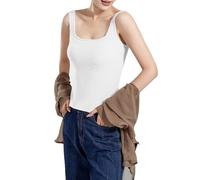 Camiseta de tirantes acanalada para mujer con copas | Top de yoga con sujetador integrado, camiseta básica Rip-Top ligera camiseta de tirantes cómoda camiseta transpirable ropa interior sin mangas