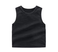 Camiseta de tirantes básica para niña y niño, camiseta de tirantes de verano, monocolor, camiseta sin mangas, ropa interior cómoda, camiseta deportiva para niños de 1 a 7 años, Negro , 3-4 años
