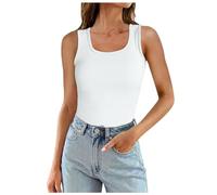 Camiseta De Tirantes con Puntilla Blanca Tirante Larga Oversize Hombros Cuello Rayas Volantes Holgada Chica Puntilla Leopardo Animal Camuflaje Escote Hippie Satinada Resaque Amarillo