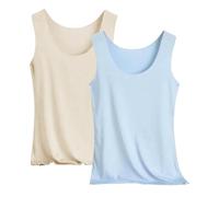 Camiseta de tirantes de algodón para mujer, pack de 3, de seda helada, para mujer, top transpirable, tops de color puro, cómodas, sin mangas ligeras, tops sueltos, tirantes finos, top de verano, azul