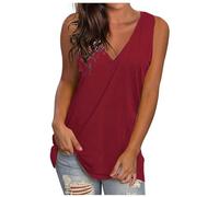 Camiseta de tirantes de cuello en V holgada, sin mangas de seda helada, chaleco para mujer, talla grande, camisa de lino de verano, blusa de color liso, cómoda, top casual tops suaves 2025 delgada
