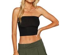 Camiseta de Tirantes de Encaje de Verano Y2K Sexy sin Mangas Slim Fit Cropped Tank Top Stretchy Beach Tank Top Camiseta de Tirantes sin Mangas Bandeau Top Party Sleeveless Bandeau Shirt
