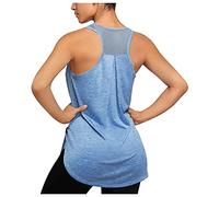 Camiseta de tirantes deportiva para mujer, suave y ligera, larga sin mangas, para pilates, fitness, correr, gimnasio, running, camiseta para deporte, cómoda, tallas grandes, turquesa, L
