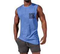 Camiseta de Tirantes Hombre con Diseño Código QR, Top sin Mangas Ligero y Transpirable para Deporte Playa y Entrenamiento