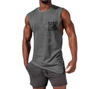Camiseta de Tirantes Hombre con Diseño Código QR, Top sin Mangas Ligero y Transpirable para Deporte Playa y Entrenamiento