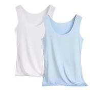 Camiseta de tirantes ligero y suave, cuello redondo, sin mangas, informal, para mujer, talla grande, camisa de lino, verano, camiseta transpirable, blusa ajustada, alta cómoda, tops cortos, XXXL, Sky