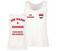 Camiseta de Tirantes Mujer Fútbol | Top Deportivo Personalizado con tu Nombre y Número | Camiseta sin Mangas Países Bajos 2026 (S Blanco Multicolor)