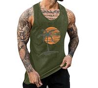 Camiseta de Tirantes para Hombre sin Mangas Hawaiana básica Cuello Redondo Playa Músculo T-Shirt Secado rápido Transpirable atlética musculación Gimnasio, musculosas