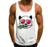Camiseta de Tirantes para Hombre, Tank Top Hombre diseño de Oso Panda con diseño de Animales con Gafas de Sol Fashion Streetstyle