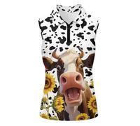 Camiseta de tirantes para mujer con bonito estampado de cara de vaca, camiseta de tirantes veraniega con diseño de girasoles, parte superior divertida con gráficos de animales fotorrealistas