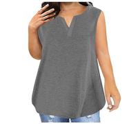 Camiseta de tirantes para mujer con pequeño cuello de pico, diseño holgado, ideal para atuendos informales, días cálidos, material agradable y suave que ofrece el máximo para el uso diario, gris, XL