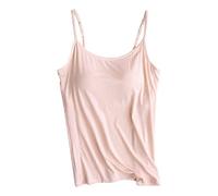 Camiseta de tirantes para mujer, con sujetador integrado, camiseta de yoga, chaleco acolchado con tirantes ajustables, tirantes para mujer, San Valentín, sujetador Legami, beige, L