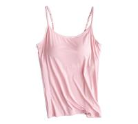 Camiseta de tirantes para mujer, con sujetador integrado, camiseta de yoga, chaleco acolchado con tirantes ajustables, tirantes para mujer, San Valentín, sujetador Legami, rosa, S