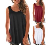 Camiseta de tirantes para mujer de algodón, holgada, de verano, ligera, de gran talla, camiseta sin mangas transpirable, camiseta larga, elegante, con cuello redondo, camiseta holgada, top de tirantes