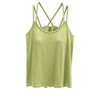Camiseta de tirantes para mujer, de verano, espagueti, sin mangas, cuello redondo, monocolor, camiseta de verano, cuello redondo, blusa ligera y aireada, manga corta, tallas grandes, parte superior