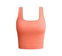 Camiseta de tirantes para mujer, deporte, ajustada, para mujer, fitness, top fino, tirantes de alta acanalada, camiseta de yoga, top informal, correr, de color liso, sin mangas, tops, rojo, M