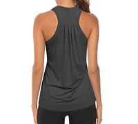 Camiseta de tirantes para mujer, deportiva, larga, clásica, suelta y transpirable, para gimnasio, yoga, fitness, pilates y entrenamiento deportivo, color liso, 2-gris, M