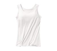 Camiseta de tirantes para mujer, elegante, camiseta con sujetador integrado, camiseta de tirantes de color puro, sin mangas, cómoda, blusas ligeras, sin tirantes suaves, Top transpirable, A-blanco, S