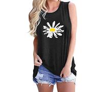 Camiseta de tirantes para mujer, estampado de flores y margarita, sin mangas, informal, vacaciones, verano, blusa para mujer, elegante, Le Noir, XXL