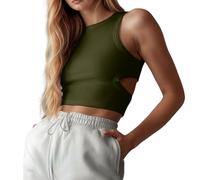 Camiseta de tirantes para mujer Unicolor Crop Top estilo sencillo Color Sólido Ligero Camisa ajustada Elegante Camisetas sin Mangas IR al Trabajo, Citas, Vacaciones