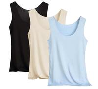Camiseta de tirantes para mujer, verano, talla grande, lote de tirantes para mujer, híbrido, algodón, top informal, holgado, cómodo, ropa interior, color liso, simple, sin mangas, cuello redondo, sin