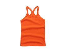 Camiseta de tirantes para niña y niña, espalda cruzada, sin mangas, deportiva, ballet, gimnasia, ropa de baile, hecha a mano, camiseta de cumpleaños 3, naranja, 6-7 años