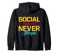 Camiseta De Trabajador Social Support Never Sleeps Trabajo Sudadera con Capucha