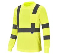Camiseta de Trabajo Seguridad Reflectante de Manga Larga de Alta Visibilidad Cintas Reflectantes
