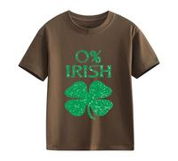 Camiseta de trébol de la suerte de San Patricio para niño, manga corta, estampado de trébol irlandés, camiseta verde brillante para niño, ideal para fiestas irlandesas y ocio diario, café, 12-13 Años