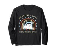 Camiseta de tributo divertida con texto en inglés "someone i love drums in heaven" Manga Larga