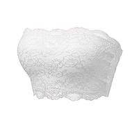 Camiseta de tubo bandeau para mujer, sin espalda, de encaje, a la moda, sin tirantes, sexy, borde ondulado, hombros descubiertos, trajes de verano, sin costuras, Y2K, blanco, M