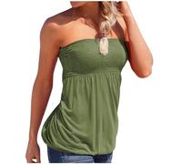 Camiseta de tubo larga de moda para mujer, sin tirantes, fruncida, bandeau, para salir, plisada, con hombros descubiertos, para cita, noche, noche, salida sin espalda, parte superior de tubo para
