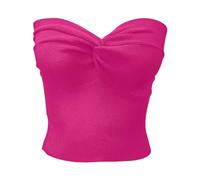 Camiseta de tubo para mujer, sin espalda, de punto, de verano, bandeau, para fiesta, color sólido, hombros descubiertos, ropa de moda, entrecruzada, sin tirantes, sexy, hombros descubiertos, club, hot