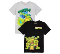 Camiseta de Turtles Ninja Mutante Teenage 2 Pack COMBRA Negro Negro DE NIÑOS