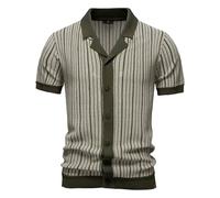 Camiseta de verano a la moda estilo vacacional manga corta Po Lo Shirt Top Satén, Verde militar., XXL