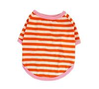 Camiseta de verano a rayas para perro, ropa para mascotas, ajuste para perros pequeños, Yorkshire Terrier, Shih, camisas para cachorros y gatos (naranja, L 4 kg - 5,5 kg)