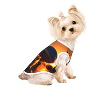 Camiseta de verano con estampado de avión al atardecer para mascotas, camiseta elástica para gatos y perros, camiseta sin mangas para perro