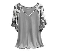 Camiseta de verano con estampado de leopardo a rayas para mujer, informal, cuello redondo, manga corta, camisetas de algodón, camisetas de algodón, túnica, blusa de manga larga, camiseta interior para