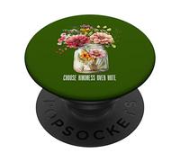 Camiseta de verano con frasco de flores silvestres Elige la bondad sobre el PopSockets PopGrip Adhesivo