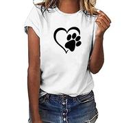 Camiseta de verano de manga corta para mujer, cuello redondo, informal, camisa vaquera para mujer, Blanco, L