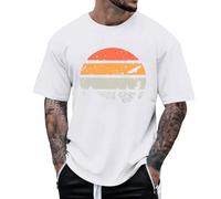 Camiseta de verano estampada para hombre, camiseta ligera de manga corta, camiseta deportiva transpirable con cuello redondo, parte superior cómoda, vintage, hippie, hippy, ropa de calle, O blanco