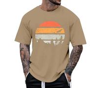 Camiseta de verano estampada para hombre, camiseta ligera de manga corta, camiseta deportiva transpirable con cuello redondo, parte superior cómoda, vintage, hippie, hippy, ropa de calle, O Khaki