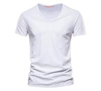 Camiseta de verano para hombre, cuello de pico, manga corta, monocolor, fina, cómoda, holgada, ajustada, deportiva, básica, moda, blusas, deporte, entrenamiento, túnica informal