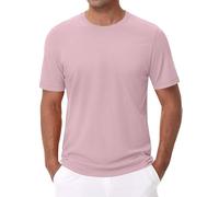 Camiseta de verano para hombre, cuello redondo, algodón, casual, básica, de manga corta, color negro, talla extragrande, Rosa a, S